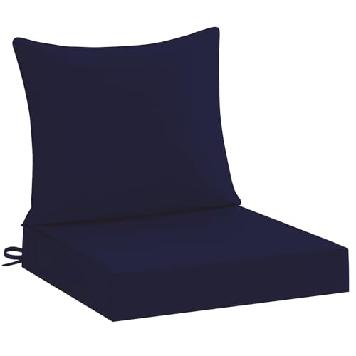 downluxe 22x22 Outdoor Chair Cushions, Waterproof Fade Resistant Patio Furniture Cushions with Handle & Removable Cover, Deep Seat Outdoor Cushions for Sofa, Couch and Patio Chairs, Navy - color: Navy, size: 22 x 22 Inch