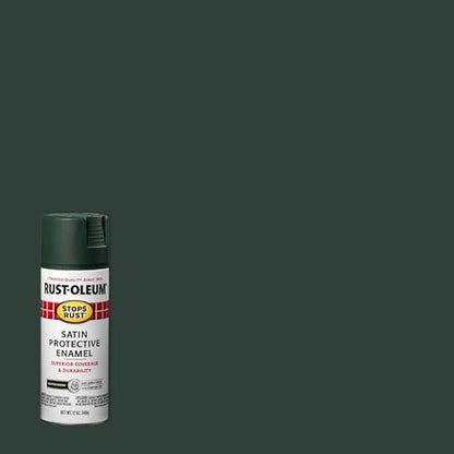 Rust-Oleum Stops Rust Spray Paint, Satin Hunter Green - color: Satin Hunter Green, size: 12 Ounce (Pack of 6)