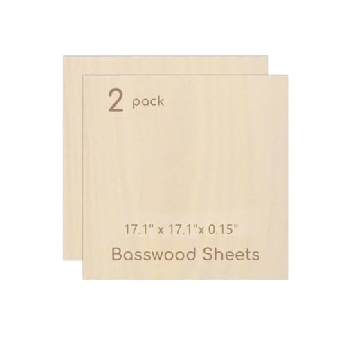 2 Pack Plywood Sheets, 17.1" x 17.1"x 0.15" Basswood Sheets - color: 2 Pack, size: 17.1" x 17.1"x 0.15"