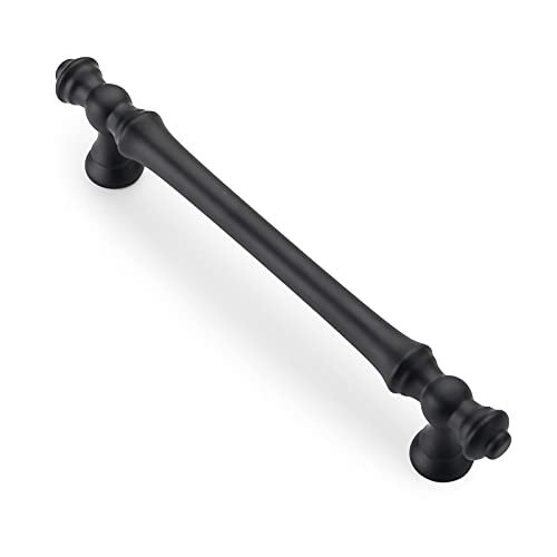 Asidrama 6 Pack 5 Inch(128mm) Matte Black Kitchen Cabinet Handles, Cabinet Pulls Kitchen Cabinet Hardware for Cupboard Drawer Pulls Dresser Handles - color: Matte Black, size: 5" Hole Center, style: 6 Pack