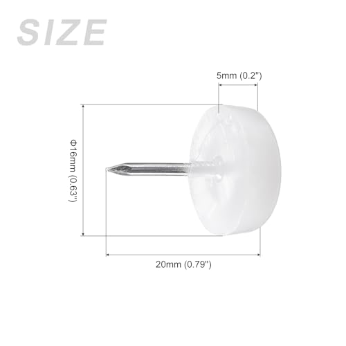 METALLIXITY Furniture Feet Nail (16mm/0.63in) 20Pcs, Plastic Round Chair Glides Sliders - for Chairs Sofa Furniture Sliders Protector Pad, White - size: 16mm/0.63in