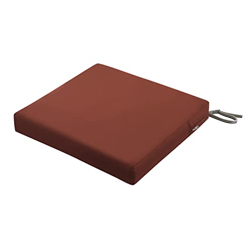 Classic Accessories Ravenna Water-Resistant 21 x 19 x 3 Inch Patio Seat Cushion, Spice, Chair Seat Cushion - color: Spice, size: 21"W x 19"D x 3"Thick