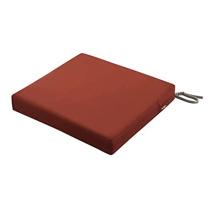 Classic Accessories Ravenna Water-Resistant 21 x 19 x 3 Inch Patio Seat Cushion, Spice, Chair Seat Cushion - color: Spice, size: 21"W x 19"D x 3"Thick