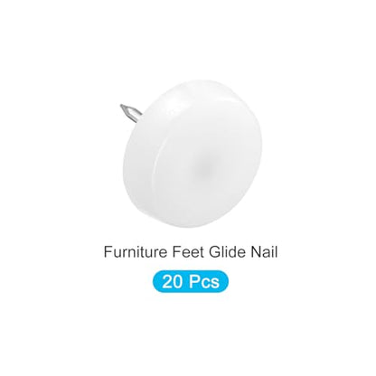 METALLIXITY Furniture Feet Nail (20mm/0.79in) 20Pcs, Plastic Round Chair Glides Sliders - for Chairs Sofa Furniture Sliders Protector Pad, White - size: 20mm/0.79in