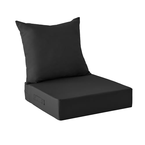 IPYNBAP Outdoor Cushions for Patio Furniture,Outdoor Seat Cushion Set 24 x 24 x 4 Inch,Waterproof & Fade Resistant Outdoor Chair Cushions,Deep Patio Chair Cushion with Removable Cover,Black - color: Black, size: 24*24+4/25*22.5"