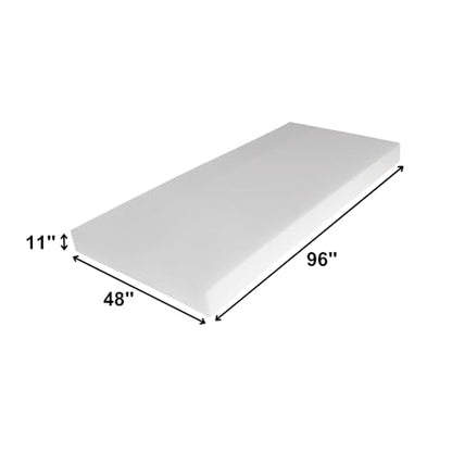 FoamRush 11" H x 48" W x 96" L Premium Quality Upholstery Cushion High Density, Seat Replacement, Sheet Padding Made in USA - color: High Density, size: 11" H x 48" W x 96"