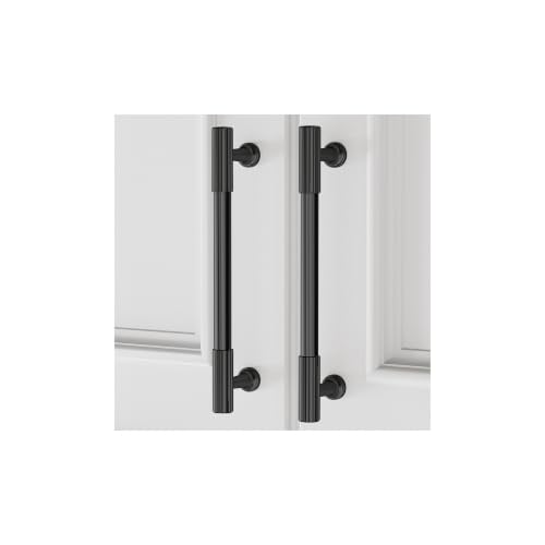 VEHCIL 20 Pack Matte Black Cabinet Handles, 5" Hole Centers Kitchen Cabinet Pulls Drawer Dresser Handles Cabinet Hardware for Kitchen Cupboard, Solid Zinc Alloy - color: Matte Black (20PACK), size: 5 Inch Hole Center