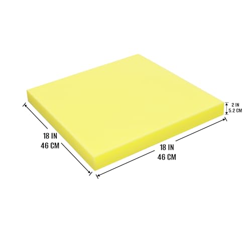2 Pack 18''x18''x2'' High Density Foam Cushions,Yellow Square Seat Replacement Upholstery Foam for Couch, Chair, DIY - size: 2 Pack 18''x18''x2''