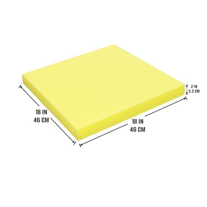 2 Pack 18''x18''x2'' High Density Foam Cushions,Yellow Square Seat Replacement Upholstery Foam for Couch, Chair, DIY - size: 2 Pack 18''x18''x2''