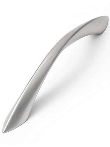 5 Pack Brushed Nickel Cabinet Pulls 5 Inch Arch Twisted Silver Handles Drawer Kitchen Cupboard Bathroom Dresser Cabinet Hardware Zinc Alloy - color: Brushed Nickel, size: 5 Inch Hole Centers