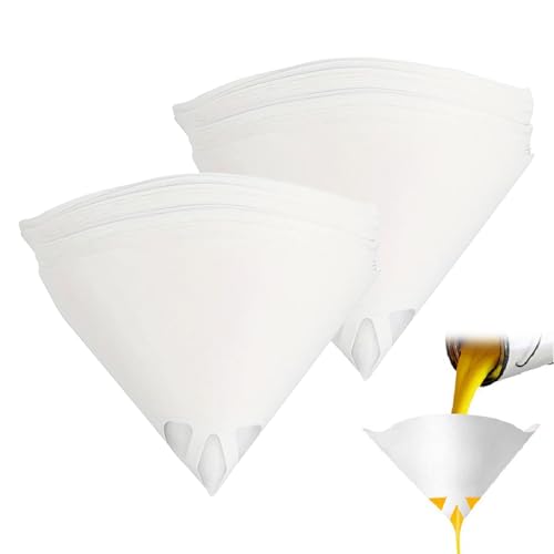 100PCS 100 Micron Paint Filter Strainers Paper Cone- Fine Nylon Mesh Paint Mixing Cup Strainer- Disposable Funnel Filter Spray Gun Sprayer Accessory Car Body Repair Paint Tools & Equipment
