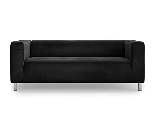 Velvet Klippan Loveseat Cover Klippan Couch Cover Removable Slipcover-Black - color: Velvet-black, size: Velvet