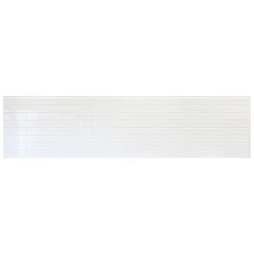 From Plain To Beautiful In Hours 129 Subway PVC 2' x 8' Glue-up Backsplash Panels (Covers / 64 sq.ft), Gloss White, 4 Piece - color: Gloss White, size: Pack of 4