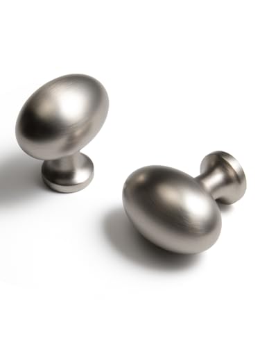 Oval Brushed Nickel Cabinet Knobs, Zinc Alloy for Drawer Knobs for Dresser Cupboard Wardrobe (5, Brushed Nickel, Egg knob) - color: Brushed Nickel