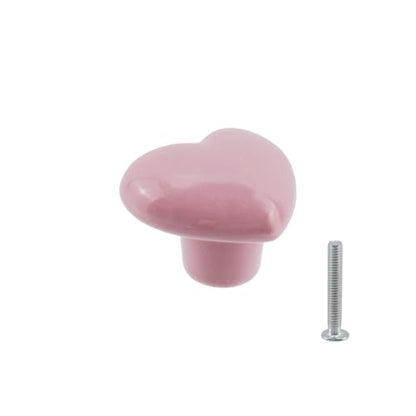 Dnyta 6 Pcs Heart Shaped Ceramic Knobs Glossy Ceramic Pulls Drawer Knobs - style: Pink,Heart Shaped