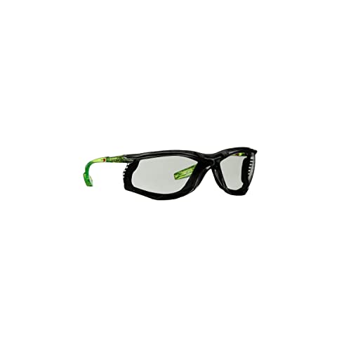 3M Safety Glasses Scotchgard Anti-Fog Coating - color: Gray I/O Lens, Green/Black Frame With Foam Gasket, size: One size fits most