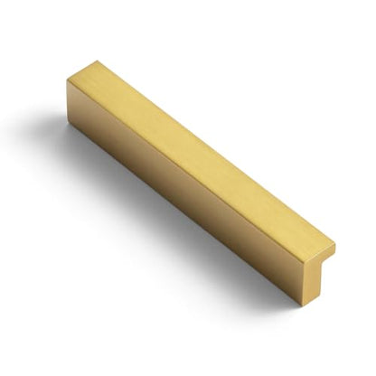 Goo-Ki 12pcs Cabinet Handles Brushed Gold Finger Pulls Drawer Pull - 3 in (76mm) Hole Centers Kitchen Hardware Bar Cabinet Pulls Solid Aluminum Material - color: Brushed Gold, size: 3 Inch Hole Center