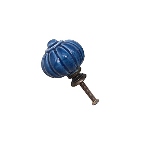 Geesatis 10Pcs Blue Ceramic Drawer Pulls, 1.3"Round Kitchen Cabinet Handles - color: Blue