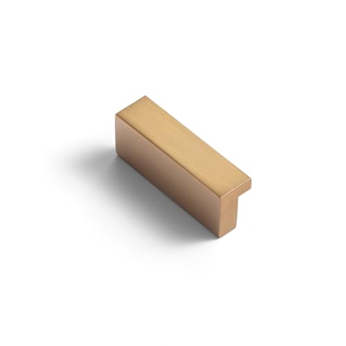 Goo-Ki Cabinet Handles 12 PCS - Champagne Bronze Drawer Pulls 1-1/4 in (32mm) Hole Centers - Tilted Solid Drawer Handles for Kitchen Cabinet Pulls - Finger Pull - color: Champagne Bronze, size: 1-1/4 Inch Hole Center