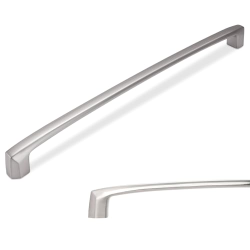10 Pack 10 Inch Kitchen Cabinet Handles Brushed Satin Nickel Cabinet Pulls Silver Drawer Pulls Zinc Alloy Kitchen Hardware - color: Brushed Satin Nickel, size: 10'' Hole Center(254mm)