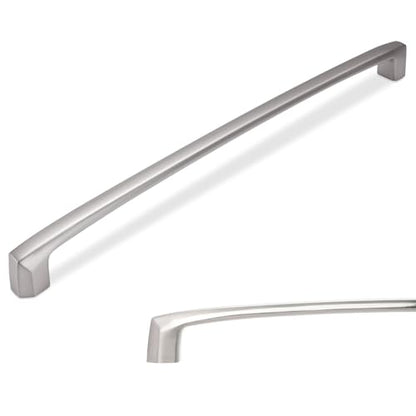 BUKOBYHE10 Pack 12-3/5 Inch(320mm) Kitchen Cabinet Handles Brushed Satin Nickel Cabinet Pulls Silvery Drawer Pulls Zinc Alloy Kitchen Hardware - color: Brushed Satin Nickel, size: 12-3/5'' Hole Center(320mm)
