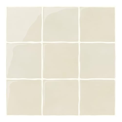 Commomy Thicker Retro Beige Peel and Stick Tiles 10 pcs of 12" x 12" - color: Glossy Zagora Beige & Thicker Design