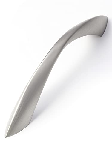 5 Pack Brushed Nickel Cabinet Pulls 3-3/4 Inch Arch Twisted Silver Handles Drawer Kitchen Cupboard Bathroom Dresser Cabinet Hardware Zinc Alloy - color: Brushed Nickel, size: 3.75 inch Hole Centers