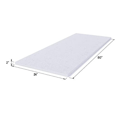 FOAMYFOAM High Density 2 inch Thick, 24 inch Wide, 80 inch Long Upholstery Foam, Cushion Replacement - size: 2" x 24" x 80"