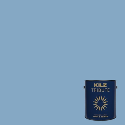 KILZ TRIBUTE Paint & Primer, Interior, Satin, High Tide, 1 Gallon - color: HIGH TIDE, size: 128 Fl Oz (Pack of 1)