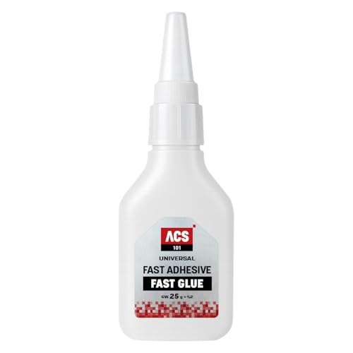 ACS Universal Thin Glue 1oz (25g) - Ultra-Fast Drying Fast Glue Gel for Wood, Leather, Rubber, Plastic & More - Precision Low Viscosity Adhesive - size: Fast Glue Gel