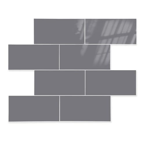 Effortless Elegance 10 Sheet Peel and Stick Backsplash, Self Sticky Adhensive Soft-Glossy Marble Tile, 12'' Gray Subway Tile for Kitchen Wall, Waterproof Stick on Backsplash for Bathroom - color: Gray