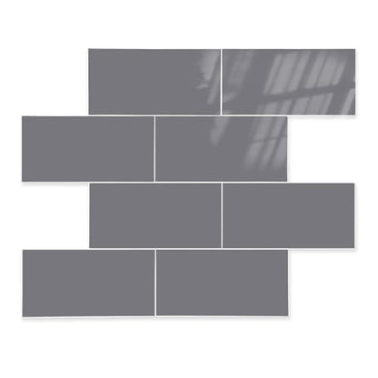 Effortless Elegance 10 Sheet Peel and Stick Backsplash, Self Sticky Adhensive Soft-Glossy Marble Tile, 12'' Gray Subway Tile for Kitchen Wall, Waterproof Stick on Backsplash for Bathroom - color: Gray
