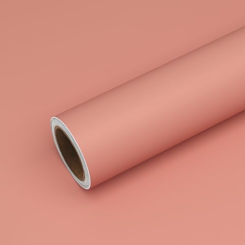 VEELIKE Peach Pink Wallpaper Stick and Peel Thick Pink Peel and Stick Wallpaper for Girls Bedroom Dorm Nursery 15.7''x118'' Removable Self Adhesive Blush Peach Contact Paper for Cabinets Drawers Walls - color: Peach Pink, size: 15.7" x 118"