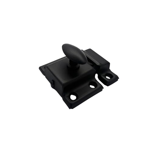 QCAA Oval Turn Cabinet Latch, for Cupboard & Other Furniture, Small, Matte Black, 1 Pack, Made in Taiwan - color: Matte Black, size: 1pack-small