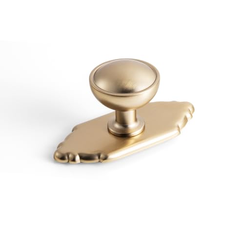 6Pack Champagne Bronze Cabinet Knobs with Backplate Drawer knobs - color: Champagne Bronze, style: Crown Crest