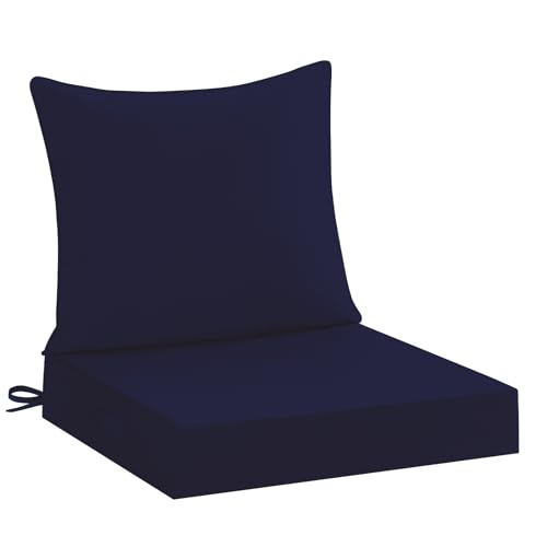 downluxe 19x19 Outdoor Chair Cushions, Waterproof Fade Resistant Patio Furniture Cushions with Handle & Removable Cover, Deep Seat Outdoor Cushions for Sofa, Couch and Patio Chairs, Navy - color: Navy, size: 19 x 19 Inch