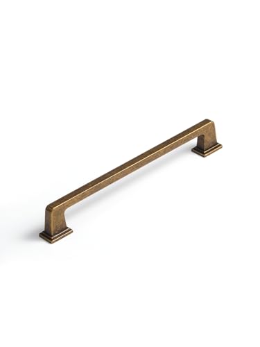 5 Pack Antique Brass Cabinet Pulls 6.3" Hole Center Retro Vintage Cabinet Handles Square Drawer Pulls Cupboard Kitchen Hardware - size: 6.3" Hole Center