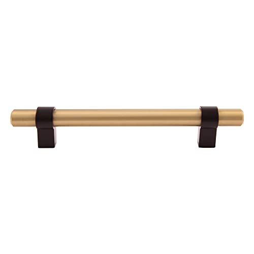 Design House Emery Cabinet Pull, 128mm, Satin Gold, Matte Black - color: Satin Gold/Matte Black, size: 5-1/16" Pull 5-Pack, style: Emery