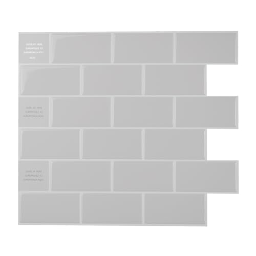 Smart Tiles Peel and Stick backsplash, Subway Pearl Gray, 10.95"x9.7" - color: Pearl Gray
