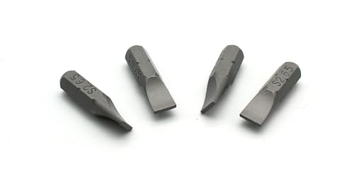 TEMO 50p 1/4" Flat Slotted 1" Long Screwdriver Insert Bit, Impact S2 Steel - size: 50p Slot 1/4" 25mmL(1"L)