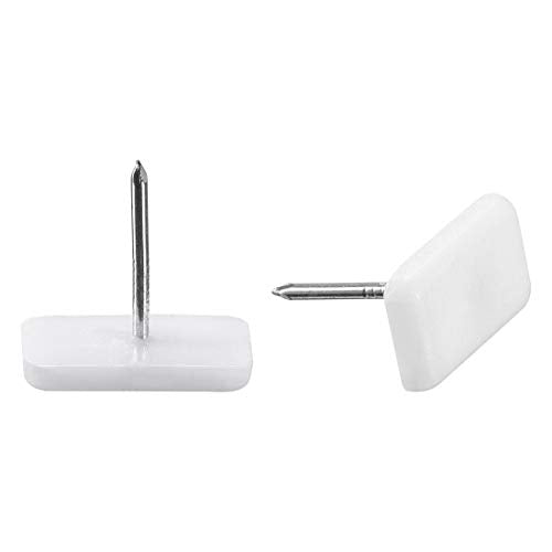 uxcell Furniture Feet Nail Plastic Glide Nails Square Chair Table Leg Protector Pads 19mm x 10mm White 20pcs - size: 19mmx10mm