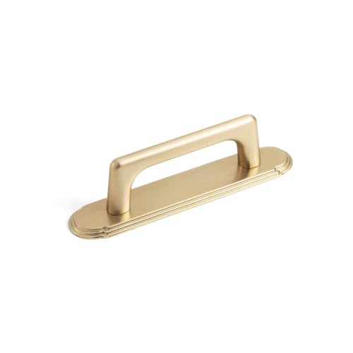 Goo-Ki Champagne Bronze Cabinet Pulls with Backplate,Zinc Alloy Cabinet Handle with 3''(76MM) Hole Centers, 2 Pack - color: Champgne Bronze, size: 3'' Hole Centers, style: Roud Corner Backplate 1