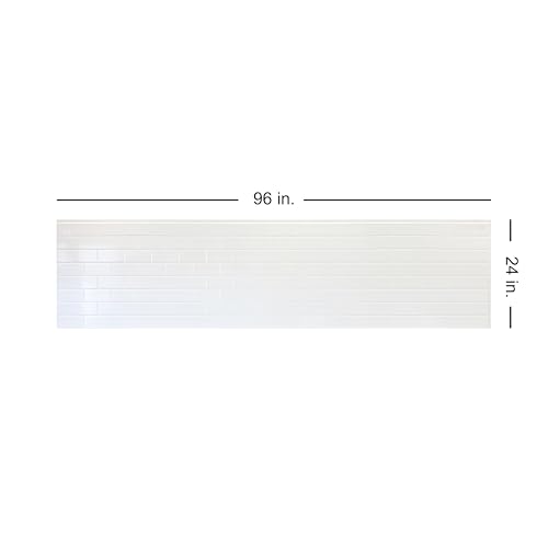 From Plain To Beautiful In Hours 129 Subway PVC 2' x 8' Glue-up Backsplash Panels (Covers / 64 sq.ft), Gloss White, 4 Piece - color: Gloss White, size: Pack of 4