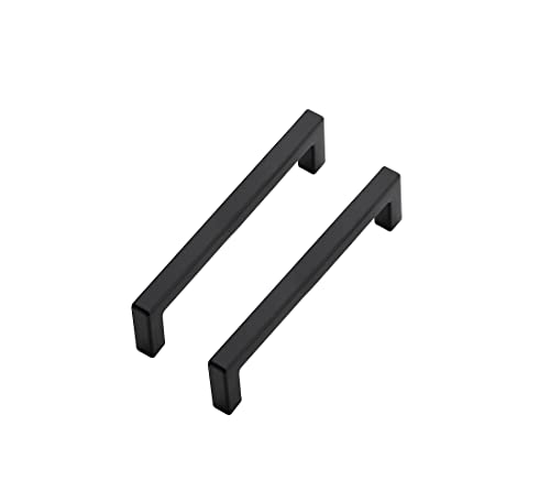Ravinte Matte Black Cabinet Handles Solid Cabinet Pulls, 4 Inch CC, 5 Pack - color: Black, size: Flat Black 4" Hole Center