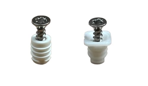 8mm Plastic Cabinet Hinge Dowel Inserts, Choose with Flanged or Non-Flanged Includes Screws and Bumpers/for Replacment and Repair of Cabinet Hinges 12 per Pack by E.H.C. (Non-Flange) - style: Non-Flange