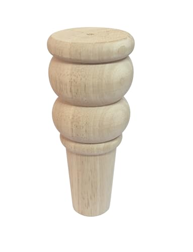 Unfinished Wood Furniture Legs, 6 Inch Decorative Sofa Cabinet Legs with Mounting Plates, Natural Wooden Replacement Feet, Set of 4 (6 Inch)