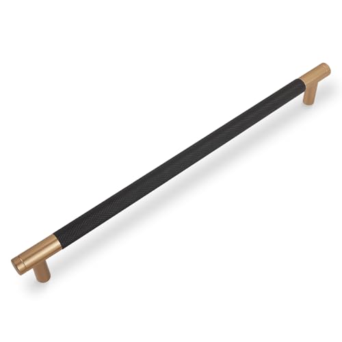 30 Pack 10 Inch Black and Champagne Bronze Kitchen Cabinet Handles Knurled Cabinet Pulls Black Drawer Pulls Cabinet Hardware - color: Black And Champagne Bronze, size: 10'' Hole Center(256mm)