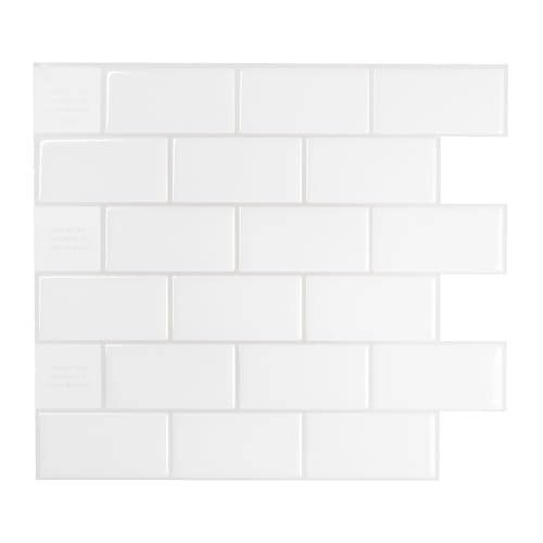 Smart Tiles Peel and Stick backsplash, Subway Soft White, 10.95"x9.7" - color: Soft White