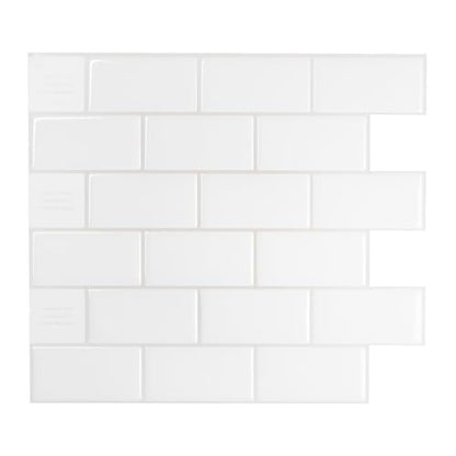 Smart Tiles Peel and Stick backsplash, Subway Soft White, 10.95"x9.7" - color: Soft White