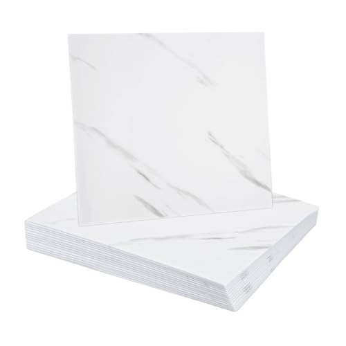 HARFINGTON 15pcs Peel and Stick Marble Tiles, Waterproof Wall Panel Backsplash, 12"x12" PVC Peel and Stick Shower Tiles for Bathroom, Kitchen, Living, Elegant White Design - style: Elegant White